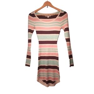 SAY WHAT! Long sleeve striped sweater dress (830)